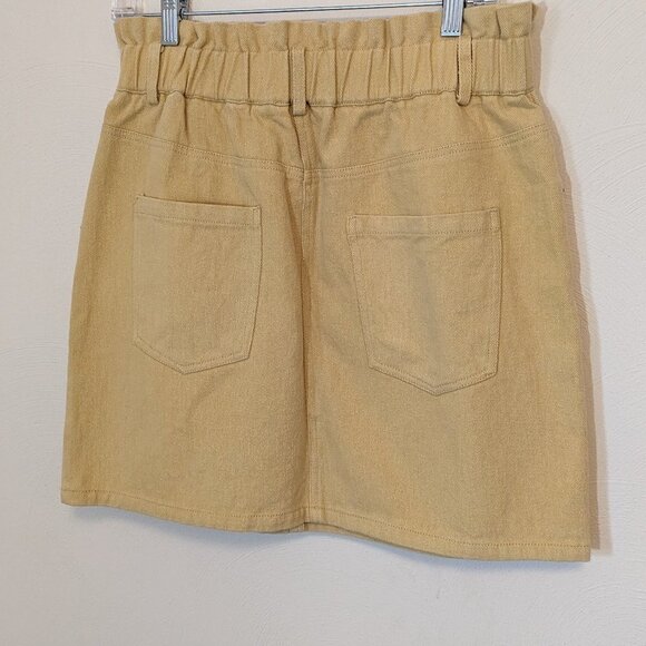 NWT entro mustard yellow soft denim paperbag waist mini skirt with pockets large - Picture 6 of 9